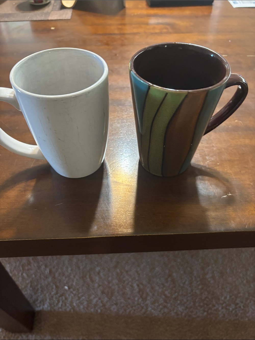 Ceramic Two-Tone Stripe Mug - Brown & White